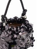 Holiday Shine Top Handle Pouch Black