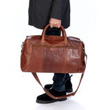Leather Weekend Bag Cognac