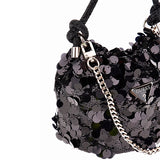 Holiday Shine Top Handle Pouch Black