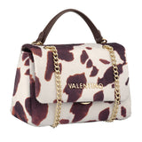 A valentino ocarina winter flap bag in white and brown cowhide with gold-tone chain straps and handles
