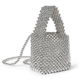Beaded Chrome Handbag Silver
