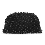 Pearly Velvet Clutch Black