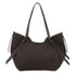 Dark brown woven leather tote bag braid re shopper with structured handles and side ties