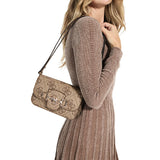 Janie Logo CNVRTBL Xbody Flap Latte Logo