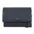 Dark blue pebbled leather crossbody bag bar flap crossover blue with minimalist design and silver-tone hardware