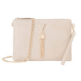 Divina Winter Suede Clutch Ecru