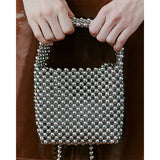 Beaded Chrome Handbag Silver