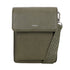 Pocket flap crossbody bag green i olivengrønn teksturert faux skinn med geometrisk mønstret stropp og sølvfarget maskinvare