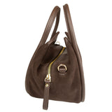 Linnea Suede Handbag Dark Brown