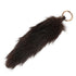A plush dark brown faux fur foxtail bag charm with a gold-toned metal keyring