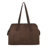 Suede Zip Shoulder bag Dark Brown
