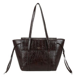 Croco Flap Shopper Dark Brown