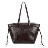 Croco Flap Shopper Dark Brown