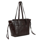 Croco Flap Shopper Dark Brown