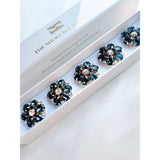Isabelle Navy & White Flower Button Charm Gold