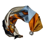 Magnetic Scarf Horse print Blue/Orange
