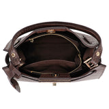 Croco Hand bag Dark Brown