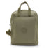 Olive green kipling kazuki backpack 13 inch almost sage with fabric handles and front pocket featuring circular logo