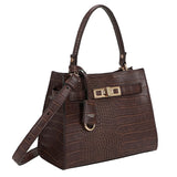 Croco Hand bag Dark Brown