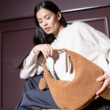 Suede Weaving Nana Hobo bag Small Cuoio