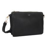 Bar cmprtmnt crossover svart teksturert lær crossbody veske med gulltonet maskinvare og avtagbar stropp