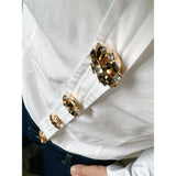 Erika Brown Crystal Flower Button Charm Gold