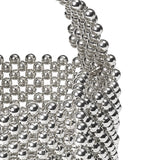 Beaded Chrome Handbag Silver