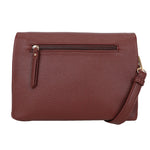 Teksturert burgunder crossbody veske med glidelås i gulltoner og matchende rem bar flap crossover bordeaux rød