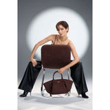 Allegra Girlfriend Suede Satchel Espresso