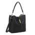 Bar bucket bag black i svart teksturert skinn med gullfarget metall og avtagbar skulderrem