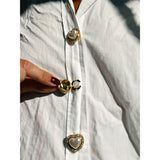 Kickan Pearl Heart Button Charm Gold