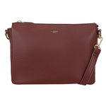 A rich burgundy pebbled leather crossbody bag with gold-tone hardware and detachable strap bar cmprtmnt crossover bordeaux red