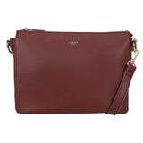 A rich burgundy pebbled leather crossbody bag with gold-tone hardware and detachable strap bar cmprtmnt crossover bordeaux red