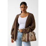 Noelle II Luxury Satchel Latte Logo/Brown