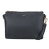 Black pebbled leather bar cmprtment crossover bag with gold-tone hardware and detachable strap in blue