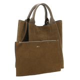 Essential Suede Leather Shopper M Military