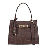 Croco Hand bag Dark Brown