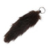Dark brown faux fur foxtail bag charm with silver metal ring keychain accessory