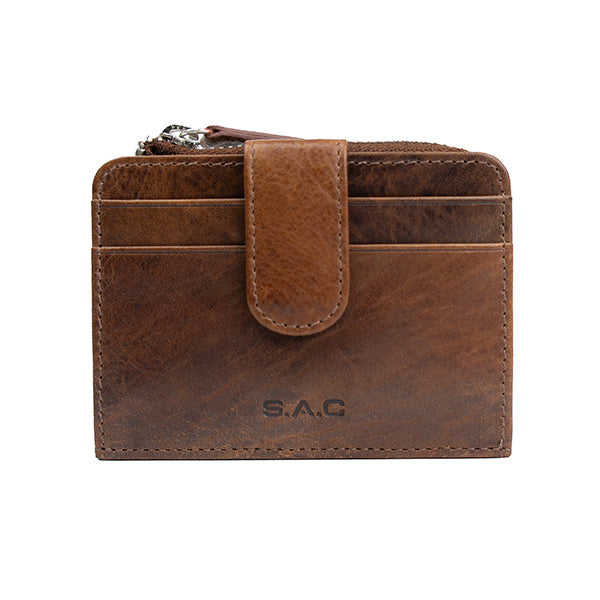 Leather Zip Wallet Brown