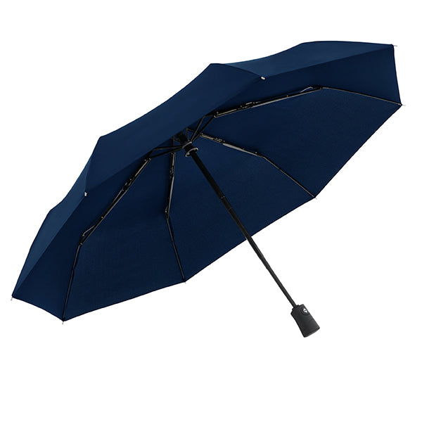 Navy blue fiber magic superstrong uni compact umbrella with black handle and frame for strong wind protection