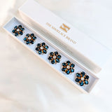 Isabelle Navy & White Flower Button Charm Gold