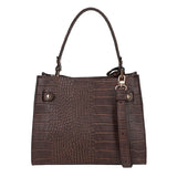 Croco Hand bag Dark Brown
