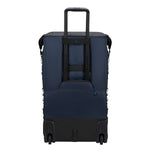 Navy blå rullegarderobe med svart håndtak og hjul i ecodiver foldbar duffel 4-i-1 blue nights design