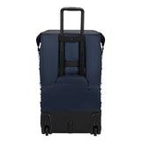 Navy blå rullegarderobe med svart håndtak og hjul i ecodiver foldbar duffel 4-i-1 blue nights design