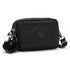 Black kipling abanu multi 2-in-1 crossbody bag with subtle geometric pattern and plush keychain charm