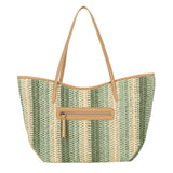Straw Shoulder bag Green/Beige