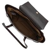 Croco Flap Shopper Dark Brown