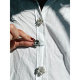 Rosi Pearl Flower Button Charm Silver