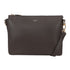 Dark brown pebbled leather crossbody clutch bar cmprtment crossover with gold-tone hardware and minimalist design