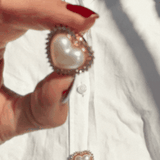 Kickan Pearl Heart Button Charm Gold